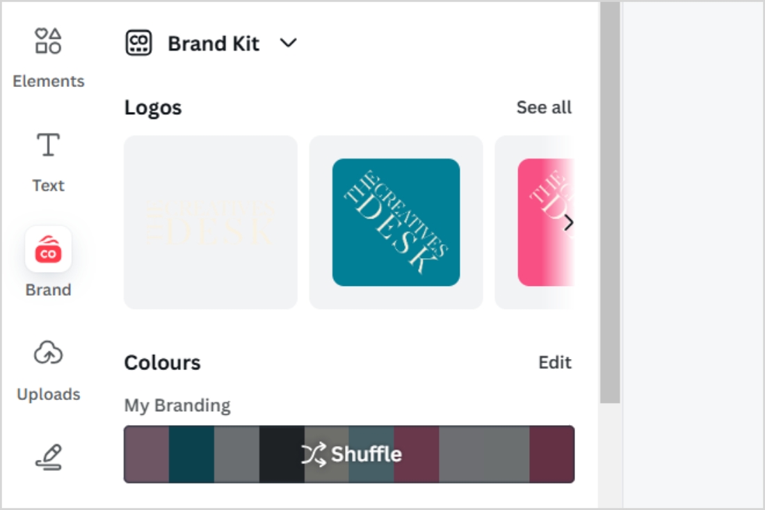 How to Create Effective Branded Pinterest Pins for Clients - Selecting brand kit in Canva